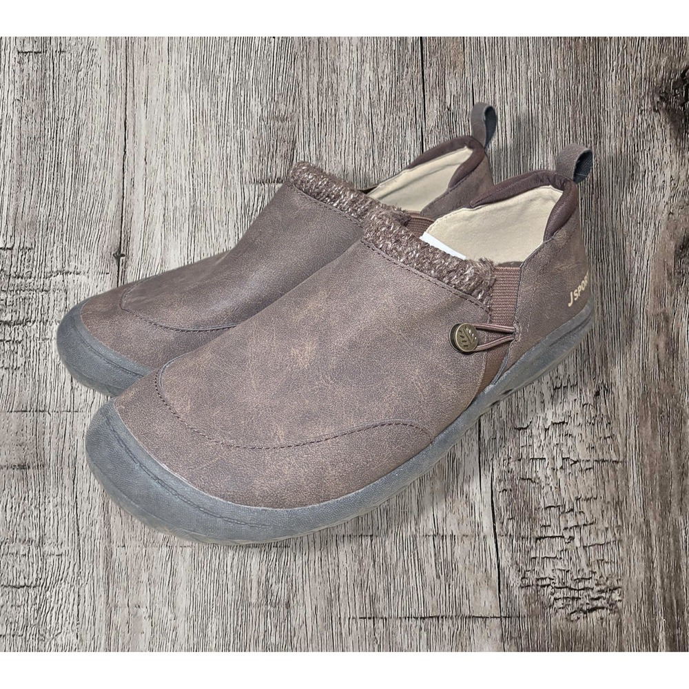 JSport Ladies Brown Alice Slip-On Womens Fur Flats Indoor/Outdoor Shoes 7.5